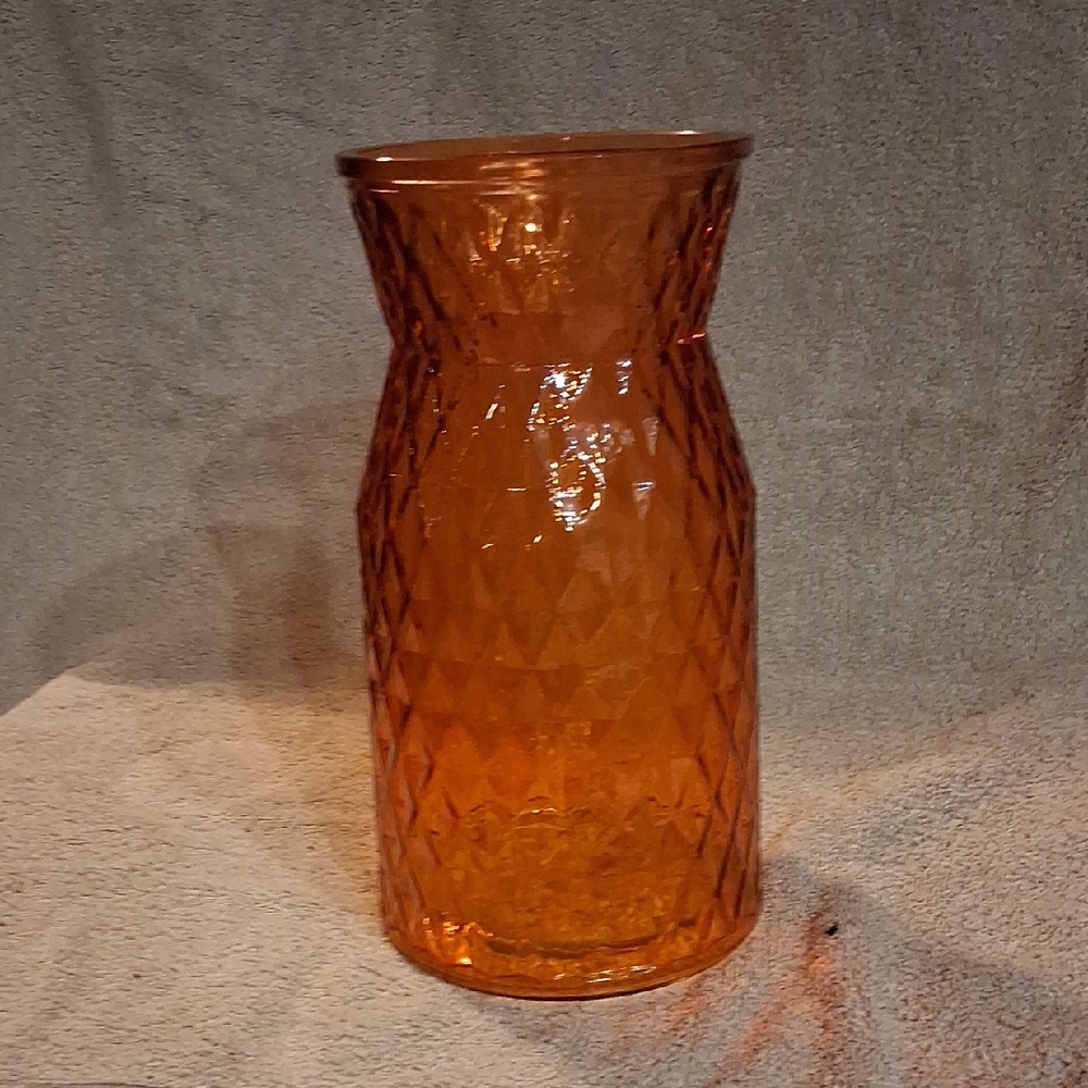 Geometric Amber Glass Vase